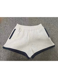 Pearl Grey Navy Blue Polka Dot Shorts: XL