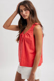 FRONT TIE BUTTON-UP BLOUSE / WL25-12025: OFF WHITE / M
