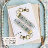 Anchor Blue Ombre Stripe Keychain | Coastal Gift | Key Fob