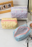 Bow Knot Print Quilted Zipper Cosmetic Bag: Pink / Missy / Standard
