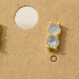 Gold Dipped Double Cz Link Stud Earrings: PK