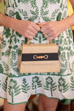 Straw Lulu with Bamboo Handle - Ribbon Band with Bamboo Toggle - WS: Black