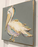 Pelican canvas art textured coastal beach tropical