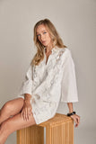 Lace Reverie Mini Dress: WHITE / XS