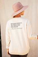 DEAR PERSON BEHIND ME Graphic Sweatshirt: VINTAGE WHITE LONG SLEEVE / XL