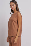 Minimalist Keyhole Back Linen Sleeveless Top: WHITE / S-M-L:2-2-2