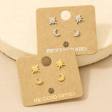 Mini Star Moon Stud Earrings Set: G