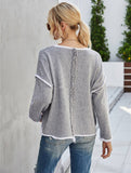 CWOSWL1043_Casual Crew Neck Pullover Long Sleeve Sweater: GREY / (XL) 1