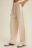 LINEN STRAIGHT PANTS / WL25-11555: WHITE / L