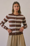 NC3882 Sausalito Soft Striped Cardigan: BEIGE MULTI / S-M-L (3-2-1)
