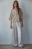 W2486 | Knit Sweater Quarter Sleeve Button Up Cardigan Top: Heather Grey / M