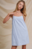 Minimalist Adjustable Strap Slip Mini Dress: LT BLUE / S-M-L:2-2-2