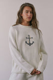 NSW2735-2 Coastal Anchor Knit Sweater: CREAM BLUE / S-M-L (3-2-1)