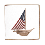 Flag Sailboat Block Sign | Wooden Decor | Coastal Decor