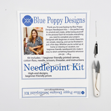 Blue Bicycle with Yellow Flowers Needlepoint Kit
