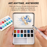 Watercolor Pocket Set Of 12 With Brush - Ocean Colors