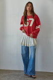 L8598T | Knit Cotton French Terry Crew Neck Pullover: Dusty Red / L
