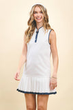 CD05707-Motion Contrast Trim Accent Athleisure Dress: White / M