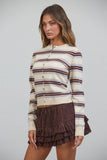 NC3882 Sausalito Soft Striped Cardigan: BEIGE MULTI / S-M-L (3-2-1)