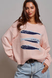 Graphic Oversized Drop-Shoulder Knit Sweater: IVORY / SM-ML:3-3