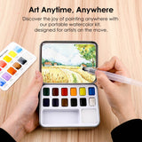 Watercolor Pocket Set Of 12 With Brush - Essential Colors