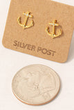 Gold Dipped Studded Anchor Stud Earrings: G