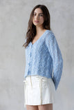 JT7701-SKY BLUE TEXTURED CARDIGAN: SKY BLUE / L