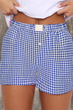 High Waist Plaid Shorts ZK1963: Yellow / XL
