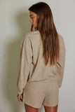 L7786 | Knit Waffle Rayon Polyester Long Sleeve Top: Oatmeal / S