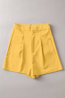 High Waist Hidden Closure Pleated Shorts - Junior Style: WHITE / S-2/M-2/L-2