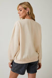 CREW NECK LONG SLEEVE "COFFEE TIME" GRAPHIC SWEATSHIRT: CREAM / L