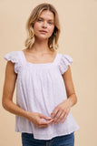 SWISS DOT FLUTTER SLEEVE BLOUSE: GREEN TEA / L
