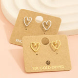 Gold Dipped Wire Heart Stud Earrings: G