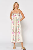 ILD5074 PRINTED MAXI DRESS: OFF WHITE-BLUE MULTI / SMALL