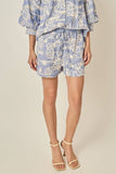 Embroidery Striped Shorts: BLUE/CREAM / S