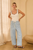 Washed denim barrel pants: Light Denim / S