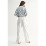 LINEN STRAIGHT PANTS / WL25-11555: WHITE / S