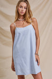 Minimalist Adjustable Strap Slip Mini Dress: LT BLUE / S-M-L:2-2-2