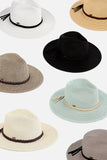 C.C Straw Panama Hat with Tied Ribbon: Gray/Black