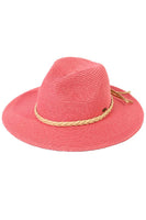 C.C Straw Panama Hat with Tied Ribbon: Multi Brown