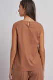 Minimalist Keyhole Back Linen Sleeveless Top: WHITE / S-M-L:2-2-2