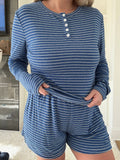 Striped Soft Button  Loungewear Shorts: Small / Shorts