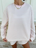 Soft Pink Billie Striped Loungewear Long Sleeve Top: Small / Long Sleeve Top
