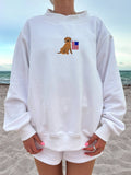 White American Flag Dog Mockneck Sweatshirt 100% Cotton: White / Large