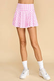 CS3720-Motion Houndstooth Patterned Athleisure Skirt: Pink / M