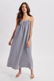 GINGHAM CAMI MIDI DRESS / WL26-12678: NAVY/CREAM / M