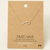 Gold Dipped Pave Wave Pendant Necklace: G