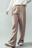 LINEN DRAWSTRING WAIST PANTS: WHITE / S-2/M-2/L-2