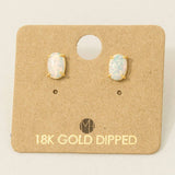 Gold Dipped Opal Stone Stud Earrings: G
