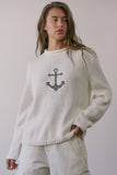 NSW2735-2 Coastal Anchor Knit Sweater: CREAM BLUE / S-M-L (3-2-1)